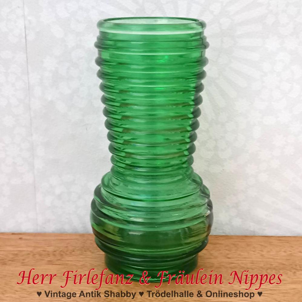 Grüne Vintage DDR Glasvase - dunkel